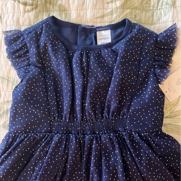 NWT- Carter's Blue and Gold Sparkle Dress (24m) - Picture 4 of 9